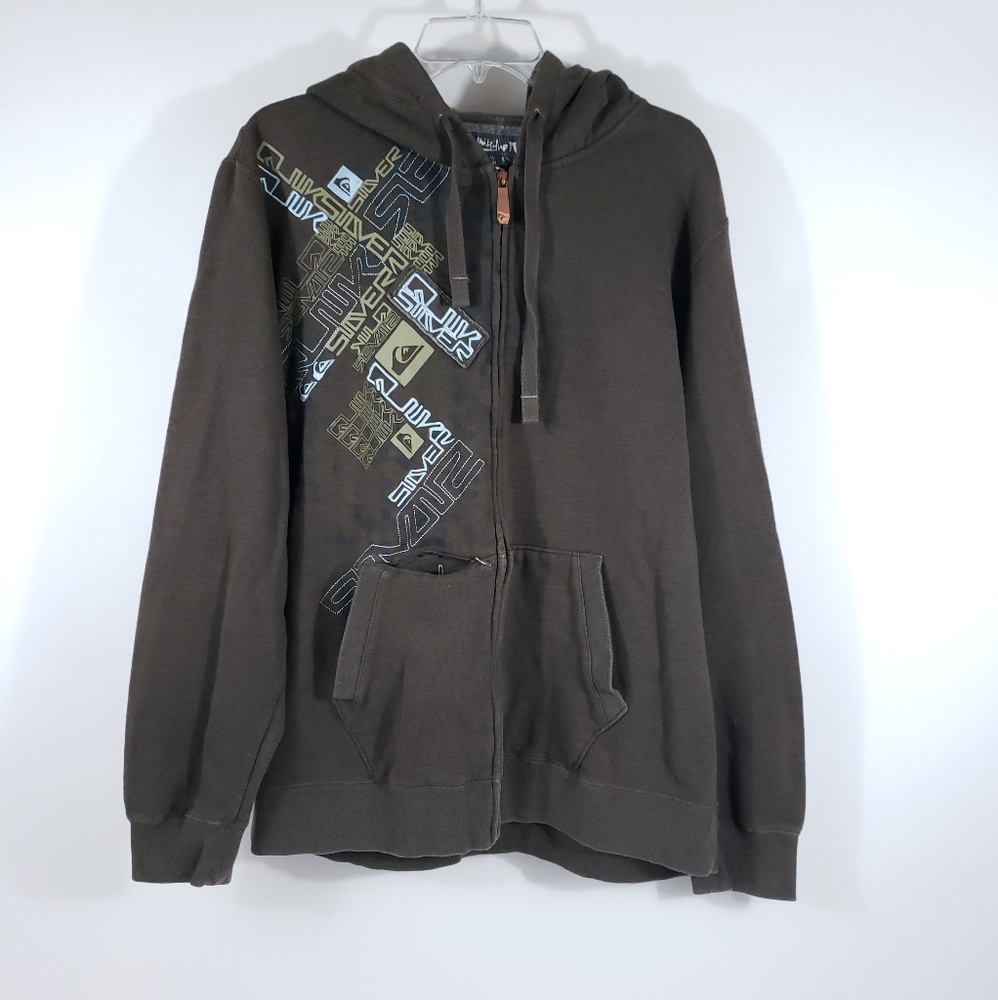 Quick Silver Full Zip Hoodie Brown sz L